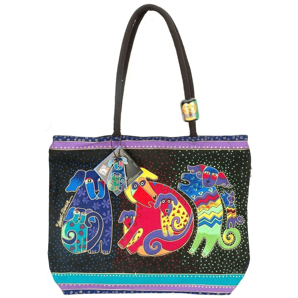 7680 Laurel Burch Shoulder Zipper Top, Dogs and Doggies,Blue